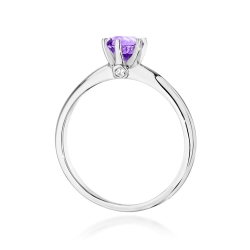 Pierścionek zaręczynowy z białego złota z ametystem i brylantami 0,04ct Fire Of Love