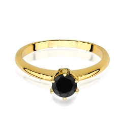 Pierścionek zaręczynowy z żółtego złota z czarnym diamentem i diamentami 0,04ct Fire Of Love