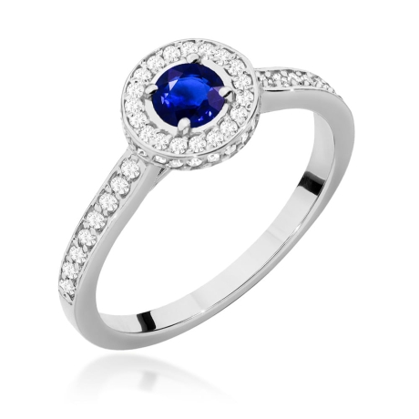 Przejdź do produktu Pierścionek zaręczynowy z białego złota z szafirem i diamentami Fire Of Love