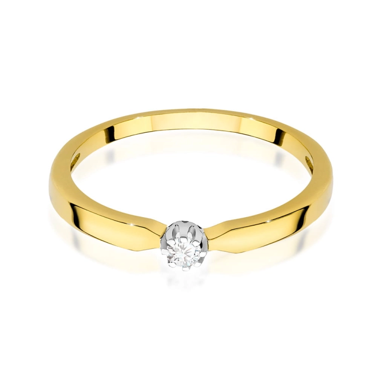 Pierścionek zaręczynowy z żółtego złota z diamentem 0,04ct Fire Of Love