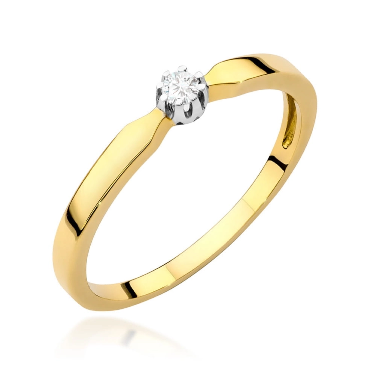 Pierścionek zaręczynowy z żółtego złota z diamentem 0,04ct Fire Of Love