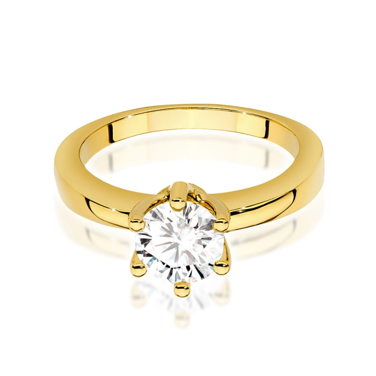 Pierścionek zaręczynowy z żółtego złota z brylantem 1,00ct Fire Of Love