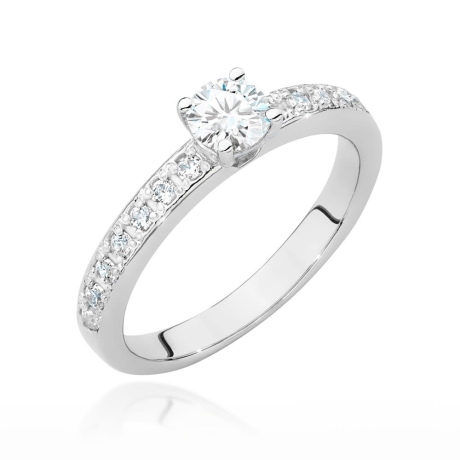 Przejdź do produktu Pierścionek zaręczynowy z białego złota z centralnym diamentem 0,50ct Fire Of Love