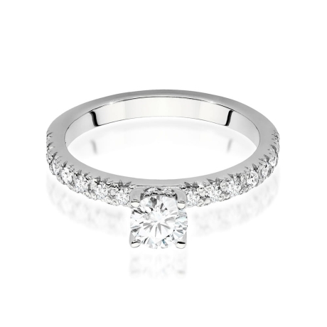Przejdź do produktu Pierścionek zaręczynowy z białego złota z centralnym diamentem 0,40ct Fire Of Love 