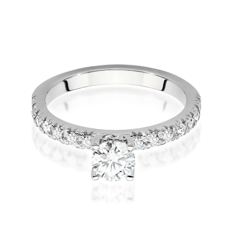 Przejdź do produktu Pierścionek zaręczynowy z białego złota z centralnym diamentem 0,50ct Fire Of Love