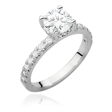 Przejdź do produktu Pierścionek zaręczynowy z białego złota z centralnym diamentem 1,00ct Fire Of Love 