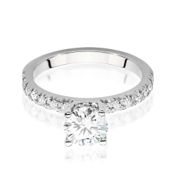 Pierścionek zaręczynowy z białego złota z centralnym diamentem 1,00ct Fire Of Love