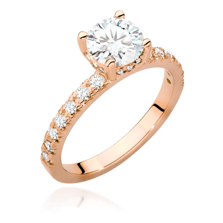 Pierścionek zaręczynowy z różowego złota z centralnym diamentem 1,00ct Fire Of Love