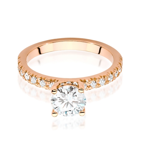 Przejdź do produktu Pierścionek zaręczynowy z różowego złota z centralnym diamentem 1,00ct Fire Of Love