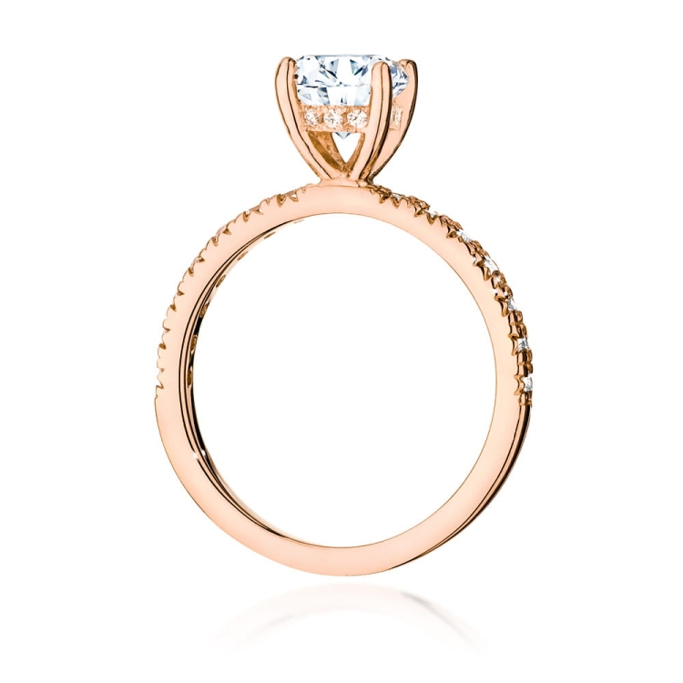 Pierścionek zaręczynowy z różowego złota z centralnym diamentem 1,00ct Fire Of Love