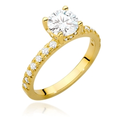 Pierścionek zaręczynowy z żółtego złota z centralnym diamentem 1,00ct Fire Of Love