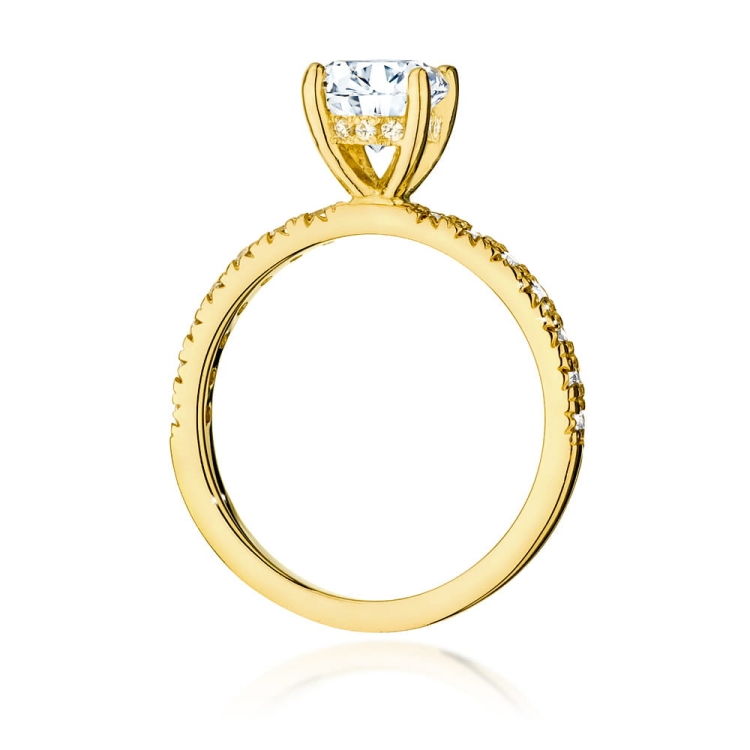 Pierścionek zaręczynowy z żółtego złota z centralnym diamentem 1,00ct Fire Of Love
