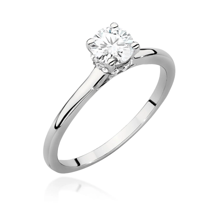 Pierścionek zaręczynowy z białego złota z centralnym diamentem 0,50ct Fire Of Love