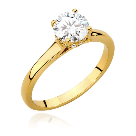 Przejdź do produktu Pierścionek zaręczynowy z żółtego złota z centralnym diamentem 1,00ct Fire Of Love