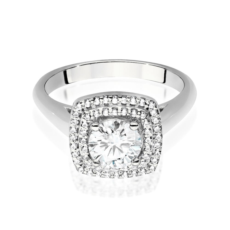 Pierścionek zaręczynowy z białego złota z centralnym diamentem 0,70ct Fire Of Love