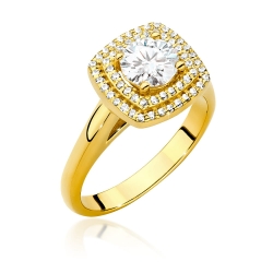 Pierścionek zaręczynowy z żółtego złota z centralnym diamentem 0,70ct Fire Of Love