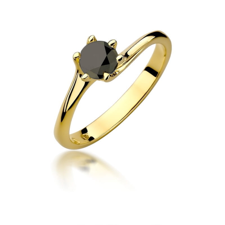 Pierścionek zaręczynowy z żółtego złota z czarnym diamentem 0,60ct Paris Love