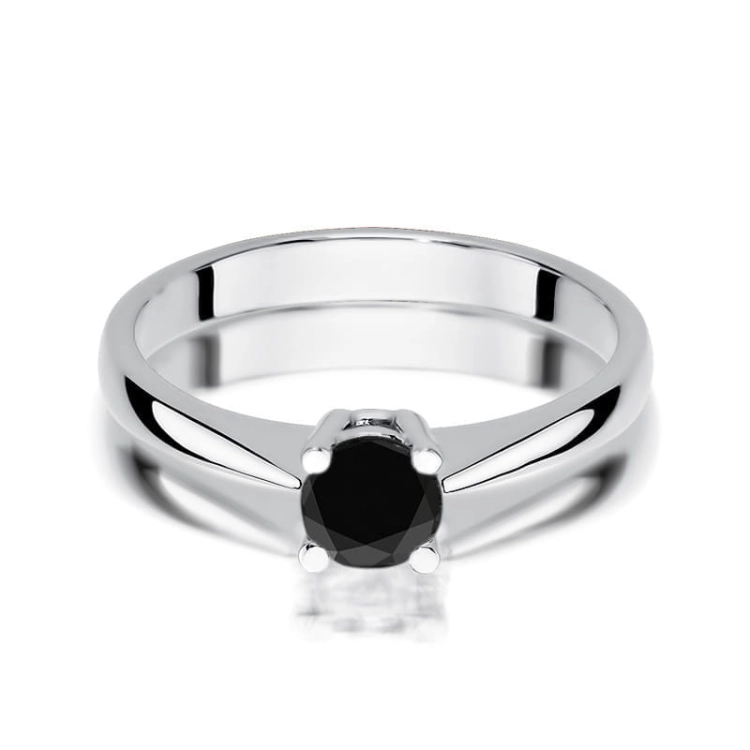 Pierścionek zaręczynowy z białego złota z czarnym diamentem 0,60ct Paris Love