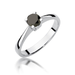 Pierścionek zaręczynowy z białego złota z czarnym diamentem 0,60ct Paris Love