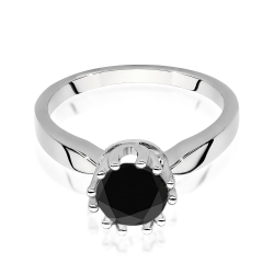 Pierścionek zaręczynowy z białego złota z czarnym diamentem 1,00ct Paris Love