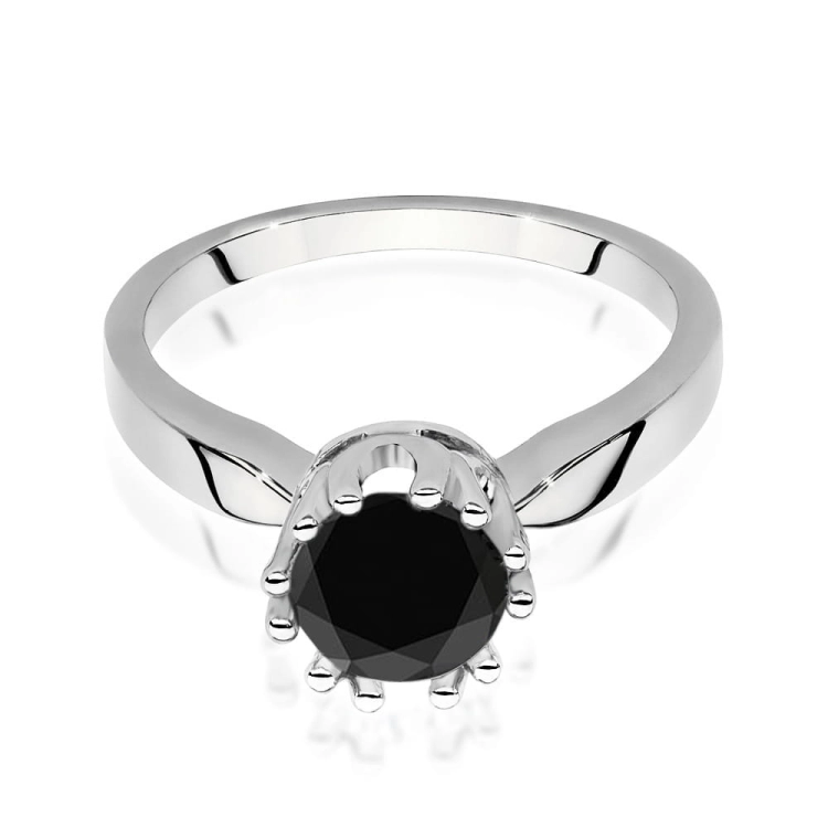 Pierścionek zaręczynowy z białego złota z czarnym diamentem 1,00ct Paris Love