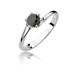 Pierścionek zaręczynowy z białego złota z czarnym diamentem 0,60ct Paris Love