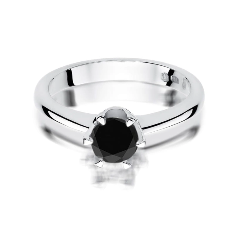 Pierścionek zaręczynowy z białego złota z czarnym diamentem 0,60ct Paris Love