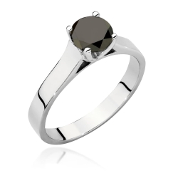 Pierścionek zaręczynowy z białego złota z czarnym diamentem 1,00ct Paris Love