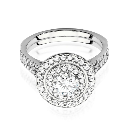 Przejdź do produktu Pierścionek zaręczynowy z białego złota z centralnym diamentem 0,50ct Fire Of Love