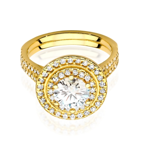 Przejdź do produktu Pierścionek zaręczynowy z żółtego złota z centralnym diamentem 1,00ct Fire Of Love