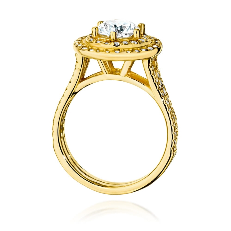 Pierścionek zaręczynowy z żółtego złota z centralnym diamentem 1,00ct Fire Of Love
