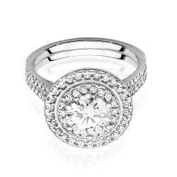 Pierścionek zaręczynowy z białego złota z centralnym diamentem 1,00ct Fire Of Love
