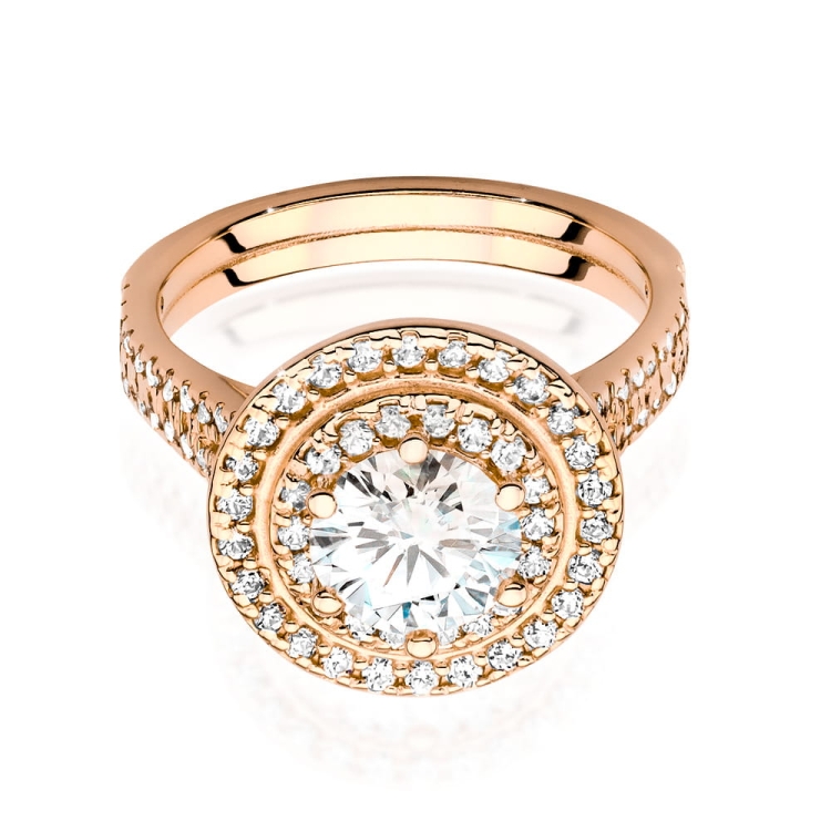 Pierścionek zaręczynowy z różowego złota z centralnym diamentem 1,00ct Fire Of Love