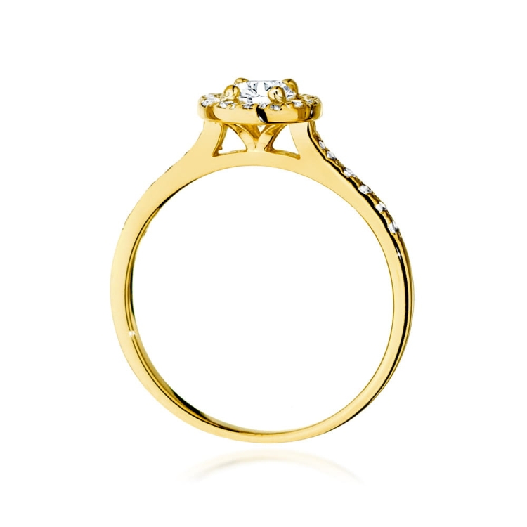 Pierścionek zaręczynowy z żółtego złota z diamentem 0,40ct i bocznymi diamencikami Fire Of Love