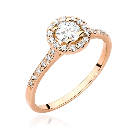 Przejdź do produktu Pierścionek zaręczynowy z różowego złota z diamentem 0,40ct i bocznymi diamencikami Fire Of Love 