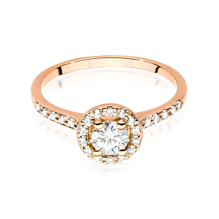 Pierścionek zaręczynowy z różowego złota z diamentem 0,40ct i bocznymi diamencikami Fire Of Love