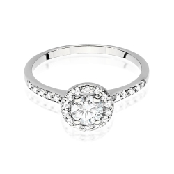 Pierścionek zaręczynowy z białego złota z diamentem 0,50ct i bocznymi diamencikami Fire Of Love