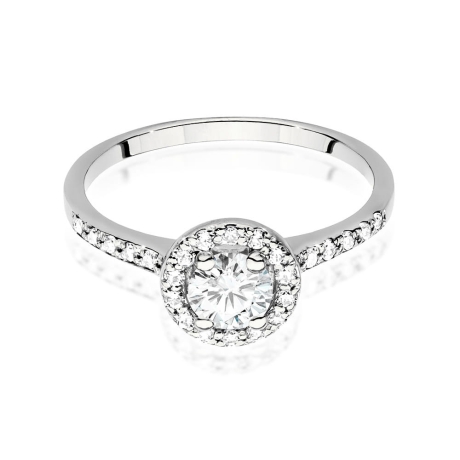 Przejdź do produktu Pierścionek zaręczynowy z białego złota z diamentem 0,50ct i bocznymi diamencikami Fire Of Love