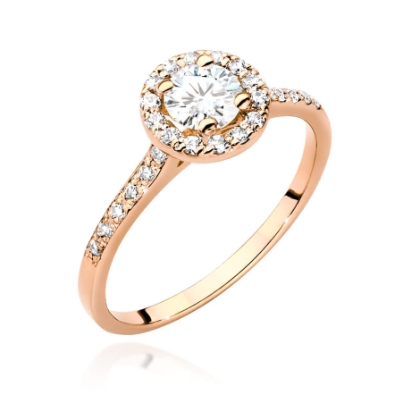 Przejdź do produktu Pierścionek zaręczynowy z różowego złota z diamentem 0,50ct i bocznymi diamencikami Fire Of Love