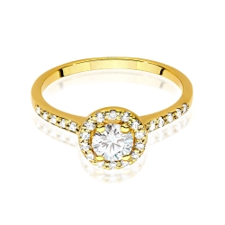 Pierścionek zaręczynowy z żółtego złota z diamentem 0,50ct i bocznymi diamencikami Fire Of Love