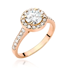 Pierścionek zaręczynowy z różowego złota z diamentem 0,70ct i bocznymi diamencikami Fire Of Love