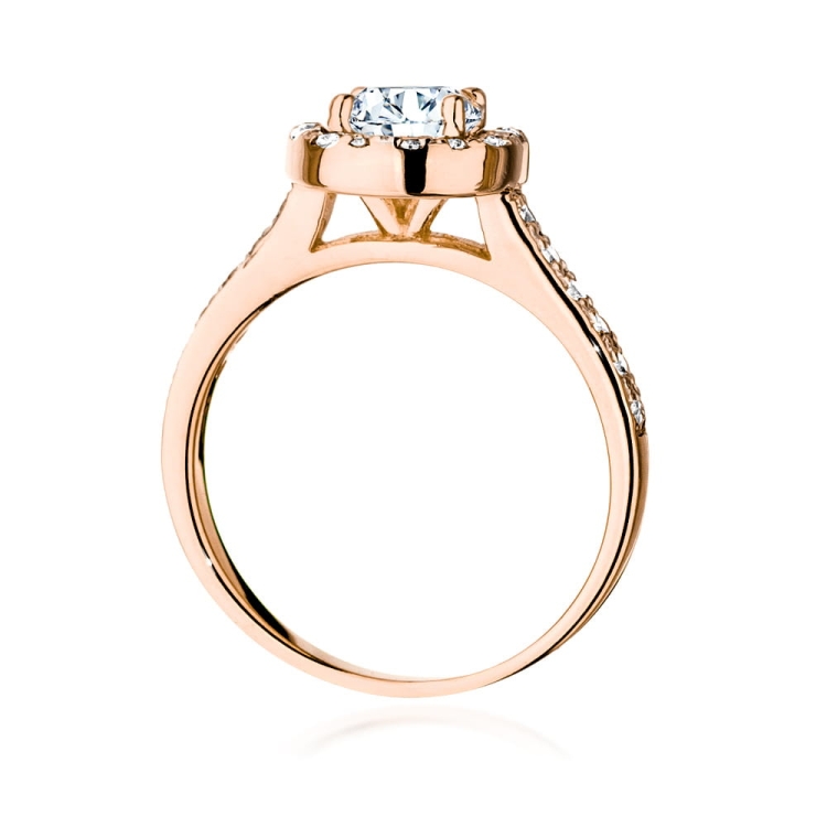Pierścionek zaręczynowy z różowego złota z diamentem 0,70ct i bocznymi diamencikami Fire Of Love