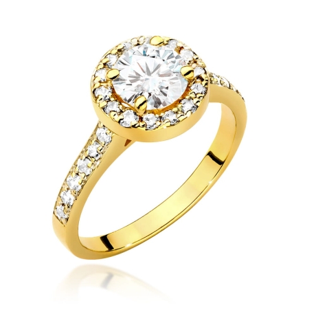 Przejdź do produktu Pierścionek zaręczynowy z żółtego złota z diamentem 0,70ct i bocznymi diamencikami Fire Of Love 