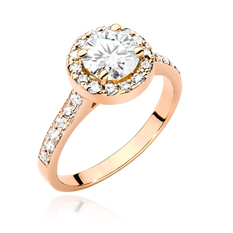 Przejdź do produktu Pierścionek zaręczynowy z różowego złota z diamentem 1,00ct i bocznymi diamencikami Fire Of Love