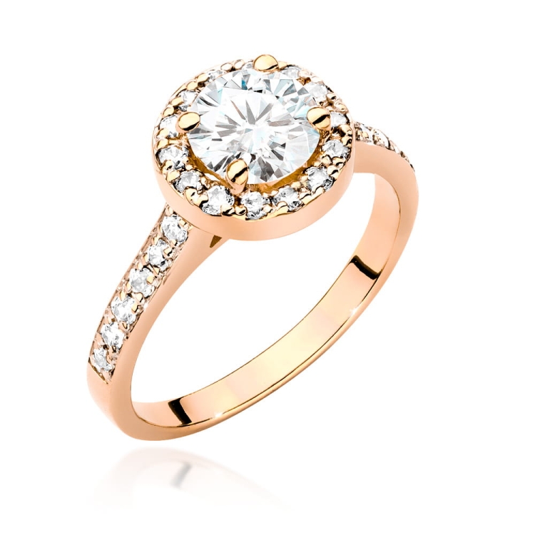Pierścionek zaręczynowy z różowego złota z diamentem 1,00ct i bocznymi diamencikami Fire Of Love
