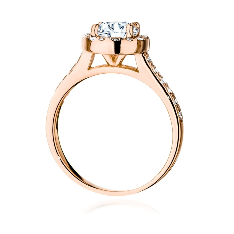 Pierścionek zaręczynowy z różowego złota z diamentem 1,00ct i bocznymi diamencikami Fire Of Love