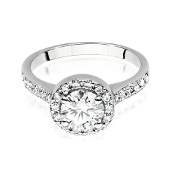 Pierścionek zaręczynowy z białego złota z diamentem 1,00ct i bocznymi diamencikami Fire Of Love