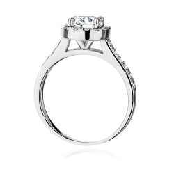 Pierścionek zaręczynowy z białego złota z diamentem 1,00ct i bocznymi diamencikami Fire Of Love