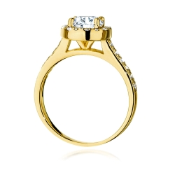 Pierścionek zaręczynowy z żółtego złota z diamentem 1,00ct i bocznymi diamencikami Fire Of Love