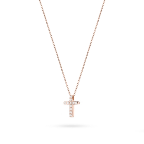 Przejdź do produktu Naszyjnik z różowego złota z diamentem 0,05ct krzyżyk The Diamonds 